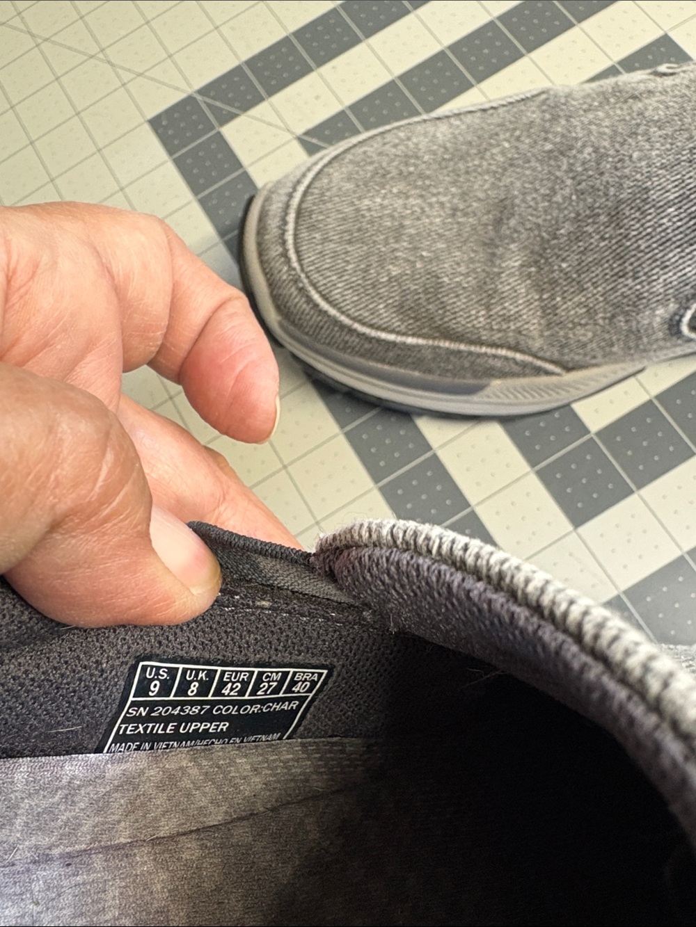Skechers Men's Charcoal Gray Slip-On Canvas Loafers - Picture 8 of 8